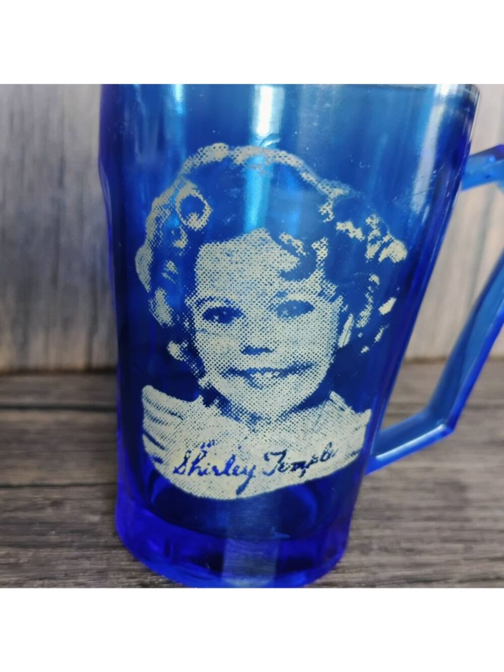 Shirley Temple Cup Cobalt Blue Depression Glass Wheaties Cereal Hazel Atlas Mug - Picture 2 of 8